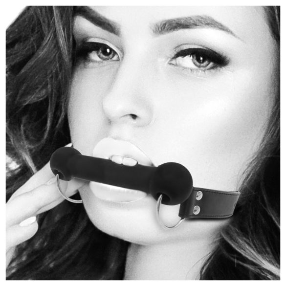 Ouch! - knebel do ust w kształcie kości - czarny