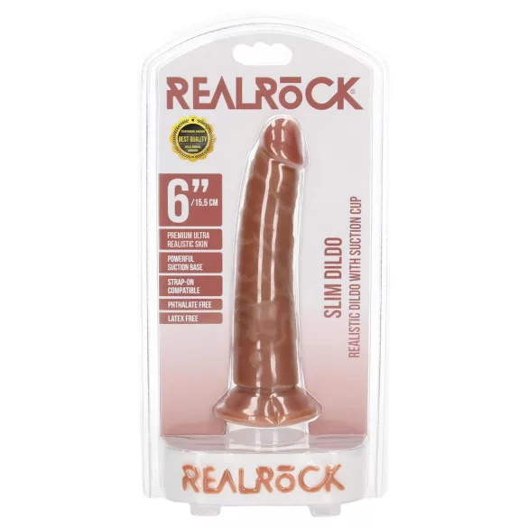 RealRock Slim - realistyczny dildo 15,5 cm - ciemna skóra