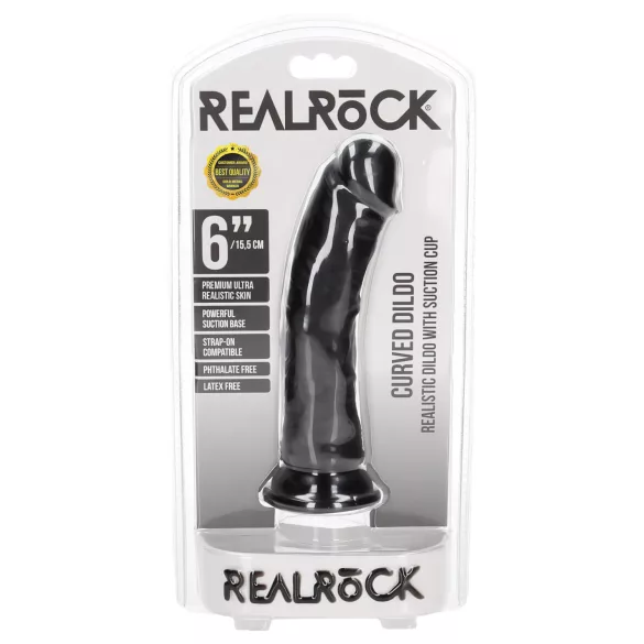 RealRock - dildo z przyssawką - realistyczny - 15,5 cm czarny