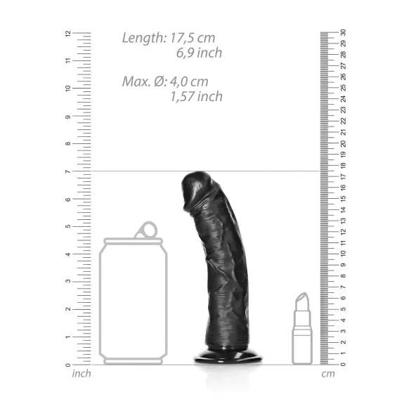 RealRock - dildo z przyssawką - realistyczny - 15,5 cm czarny