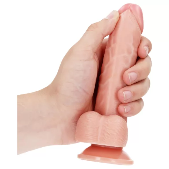 RealRock - dildo z przyssawką i jądrami - 15,5 cm (w kolorze ciała)