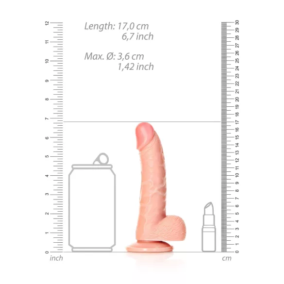 RealRock - dildo z przyssawką i jądrami - 15,5 cm (w kolorze ciała)