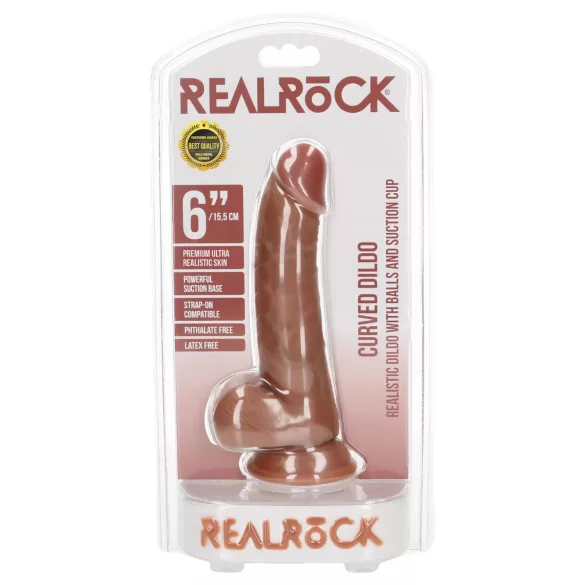 RealRock - dildo z jądrami i przyssawką - 15,5 cm - ciemny beż