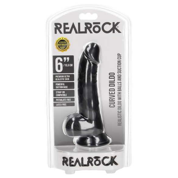 RealRock - dildo z przyssawką - realistyczny - 15,5 cm - czarny