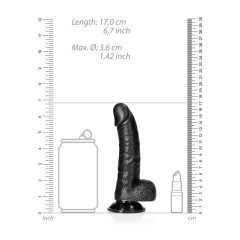   RealRock - zaciskane, realistyczne dildo z jądrami - 15,5 cm (czarne)
