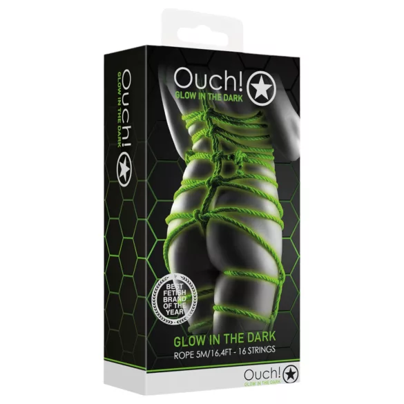 Ouch! - lina do bondage świecąca - 10 m - zielona