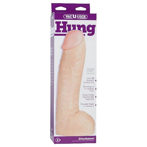 Doc Johnson Vac-U-Lock Hung 12 - realistyczny dildo z jądrami - silikon - beżowy