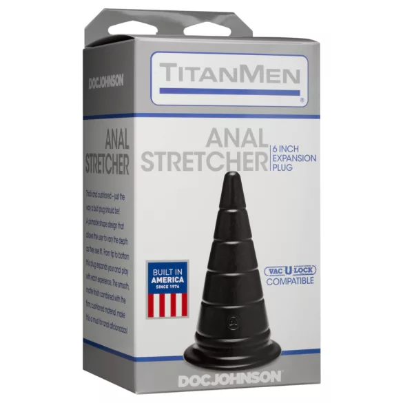Doc Johnson TitanMen Anal Stretcher - stożkowy analny plug rozpychający (czarny) - 15 cm