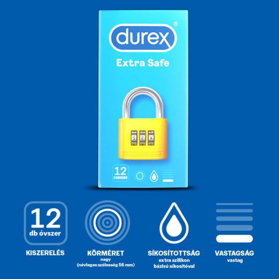 Durex extra safe - bezpieczne prezerwatywy (12 sztuk)