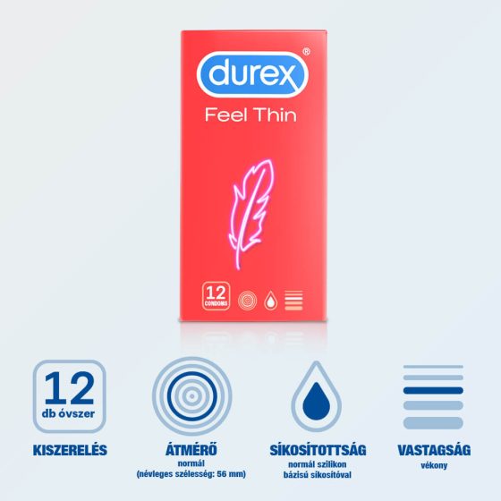 Durex Feel Thin - realistyczne w dotyku prezerwatywy (12 sztuk)