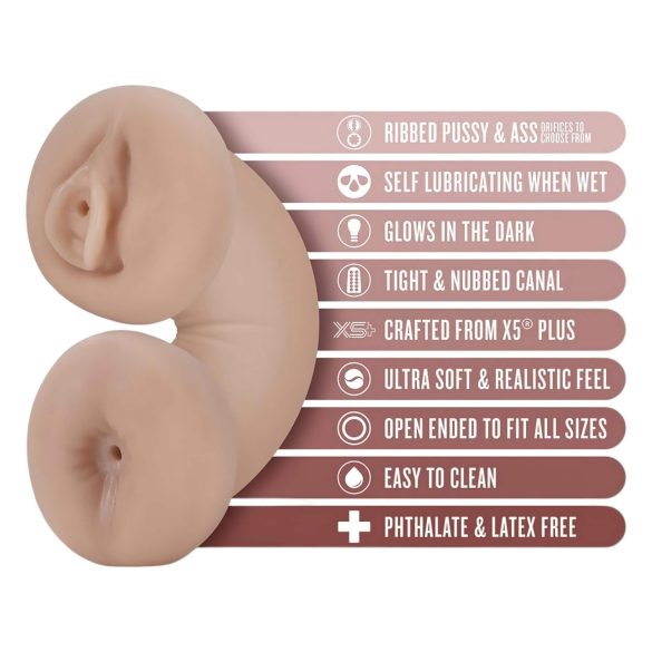 Enlust Tasha - masturbator z waginą i anus światłem LED - realistyczny, cielisty