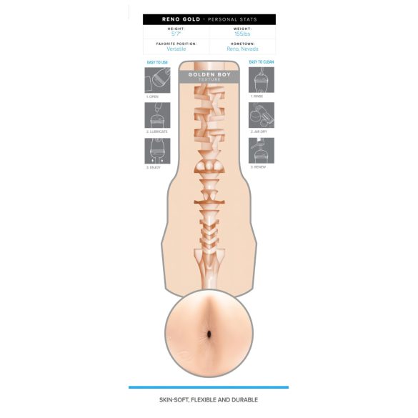 Fleshjack Reno Gold - masturbator analny realistyczny - skóra naturalna