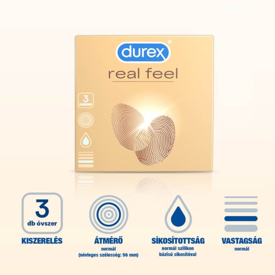 Durex Real Feel - prezerwatywa bez lateksu (3db)