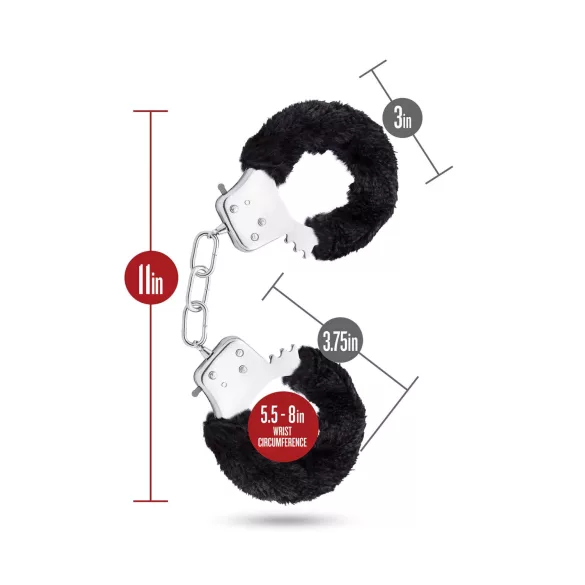 Temptasia - kajdanki erotyczne - pluszowe - czarne