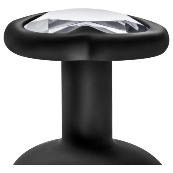 Temptasia M - korek analny z kryształem serce - średni - czarny