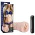 M for Men Ashley - masturbator wibrujący - realistyczna wagina - beżowa