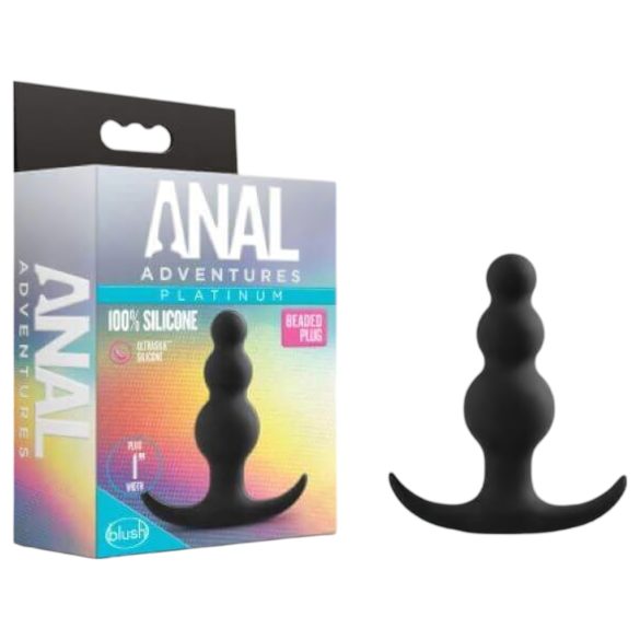 Anal Adventures Platinum - czarny plug z koralikami