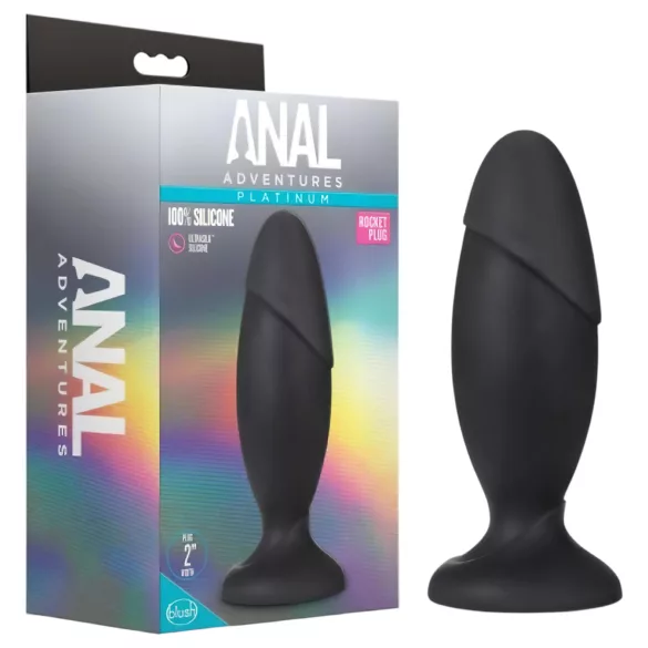 Anal Adventures Platinum Rocket - duża analna zatyczka - czarna