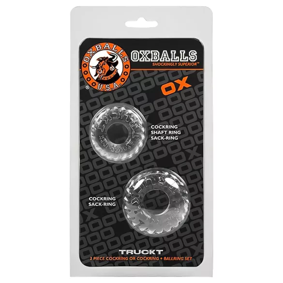 OXBALLS - zestaw pierścieni na penisa - prążkowane - przezroczyste