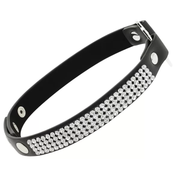 Coquette - choker z kryształkami - zawieszka serce - czarny