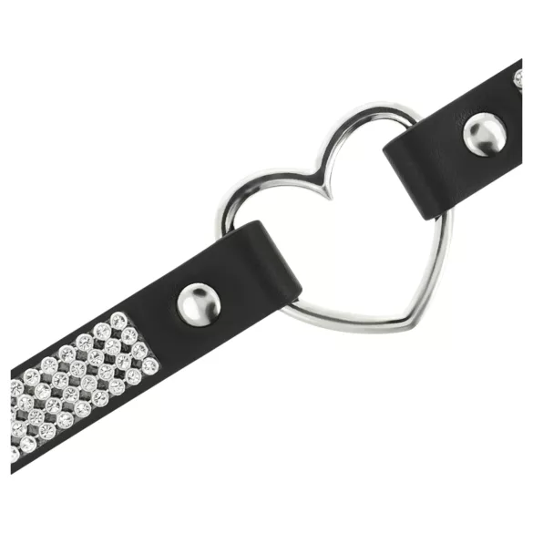 Coquette - choker z kryształkami - zawieszka serce - czarny