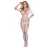 Subblime 951818 - bodystocking siateczkowy z motywem róż - biały - S-L