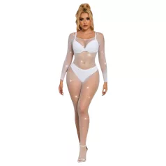   Subblime 952396 - błyszczący kombinezon z dżetami (biały) - S-L