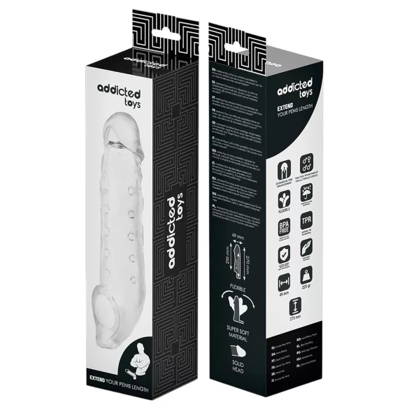 Addicted Toys - nakładka na penisa z pierścieniem na jądra - 23 cm
