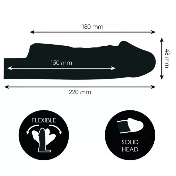Addicted Toys - nakładka na penisa z pierścieniem na jądra - 22 cm (przezroczysta)