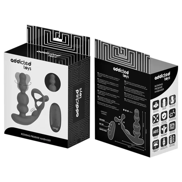 Addicted Toys - wibrujący pierścień analny z rotującą głowicą - czarny