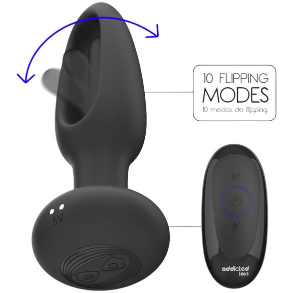 Addicted Toys - wibrator analny z ruchomym językiem - czarny