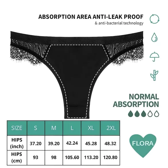 Adalet Flora - majtki menstruacyjne - czarne
