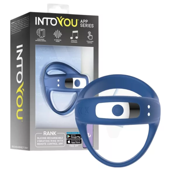 INTOYOU - pierścień na penisa i jądra wibrujący - niebieski - sterowanie smart