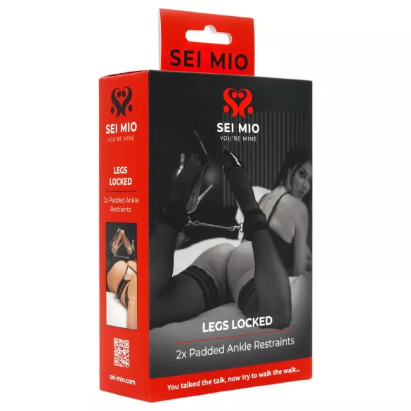 Sei Mio - kajdanki na kostki - regulowane - skóra ekologiczna - czarne