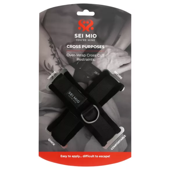 Sei Mio - kajdanki krzyżowe - czarne