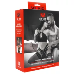 Sei Mio - przypinane dildo z uprzężą - 15 cm (czarne)