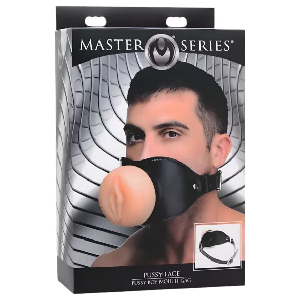 Master Series - knebel do ust w kształcie waginy - silikon/naturalny