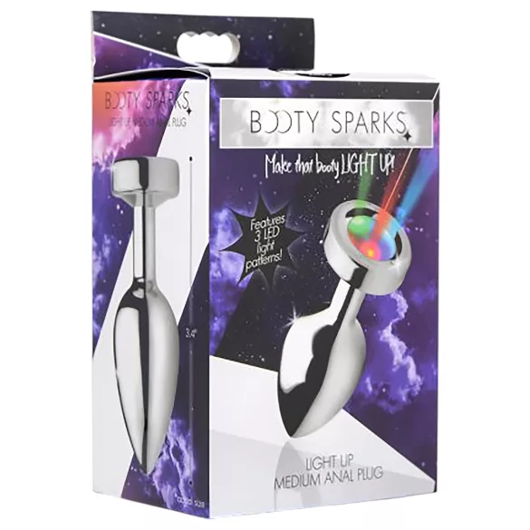 Booty Sparks - korek analny świecący - średni - srebrny