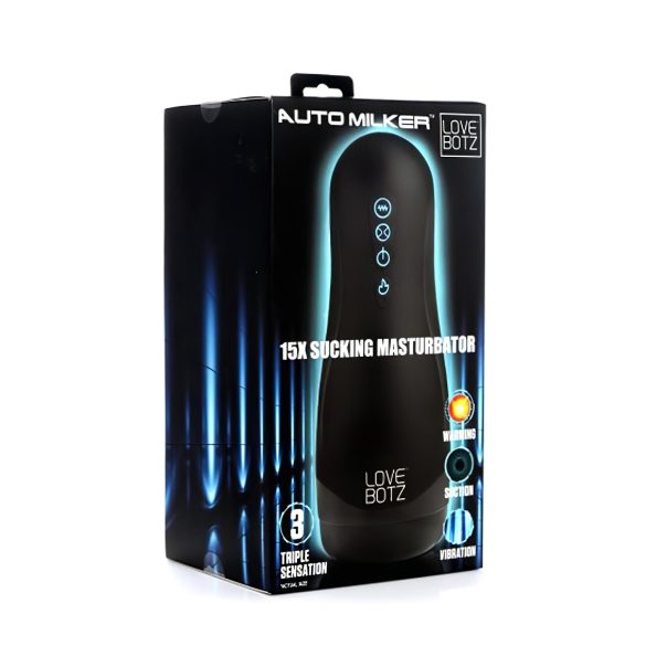 Lovebotz - masturbator automatyczny wodoodporny z ssaniem i wibracjami - czarny