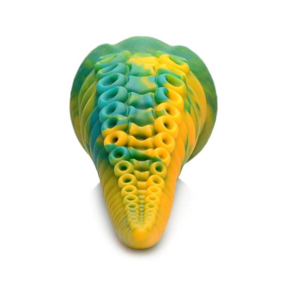 Monstropus Kraken - silikonowe dildo w kształcie ramienia ośmiornicy - 22 cm (żółto-zielony)