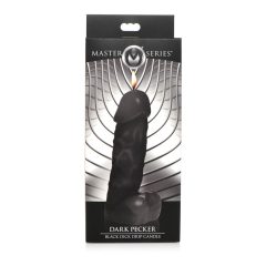   Dark Pecker - świeca do ciała - penis z jądrami - czarna (352g)