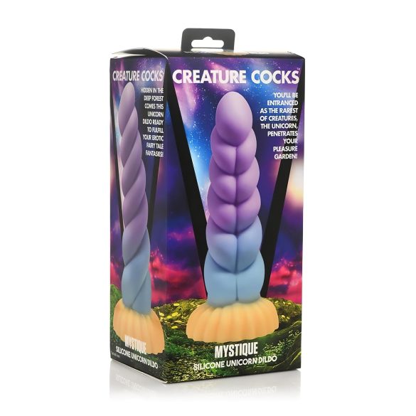Creature Cocks Mystique - dildo jednorożca - 21cm - fioletowo-żółty