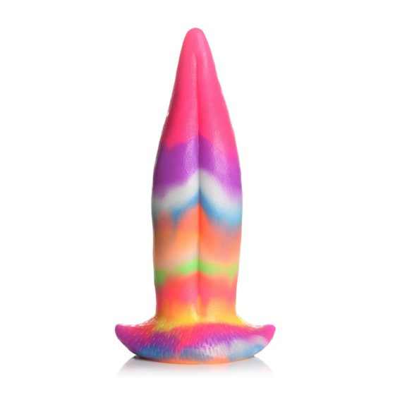 Creature Cocks Tongue - świecące silikonowe dildo - 21 cm (tęcza)
