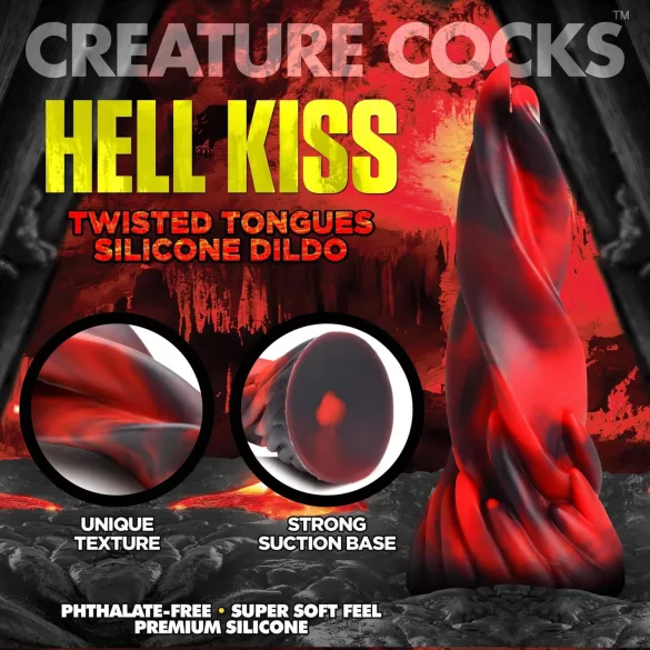 Creature Cocks Hell Kiss - zakręcony silikonowy dildo - 19 cm (czerwony)