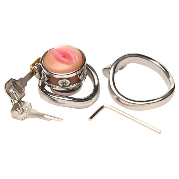 XR Brands - klatka na penisa z pochwą - srebrny