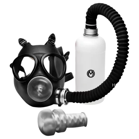 XR Brands - maska do seksu 2w1 z inhalatorem zapachów - czarna