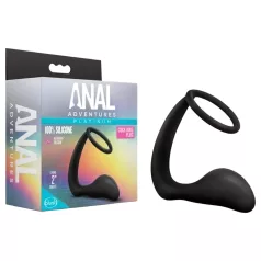   Anal Adventures Platinum - korek analny z pierścieniem na penisa - czarny