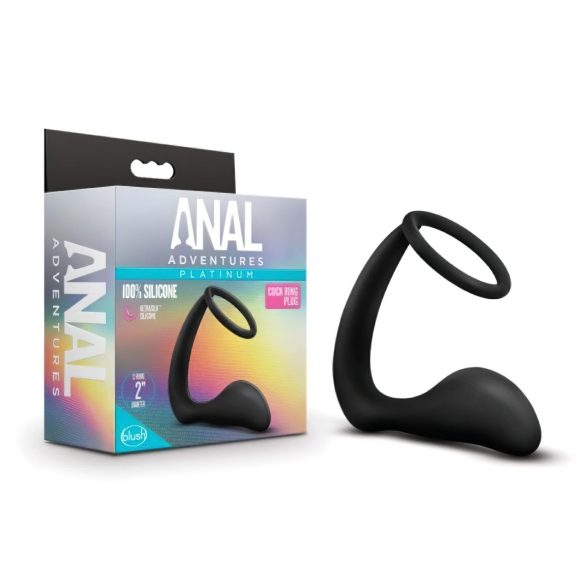 Analne Przygody Platyna - czarny dildo analny z pierścieniem!