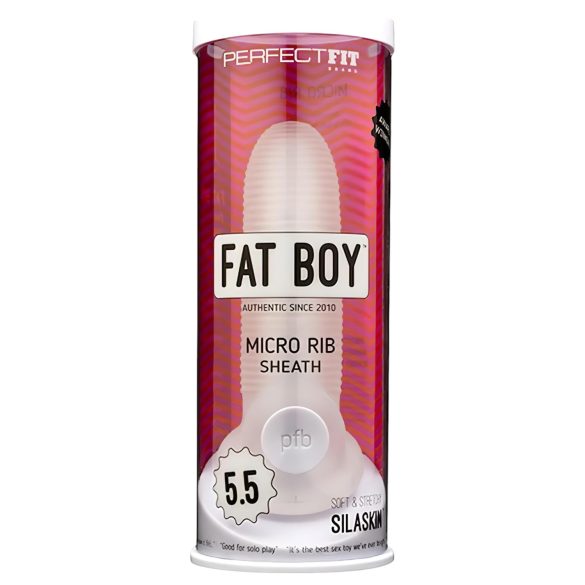 Fat Boy Micro Ribbed - biały rękaw penisowy (15 cm)