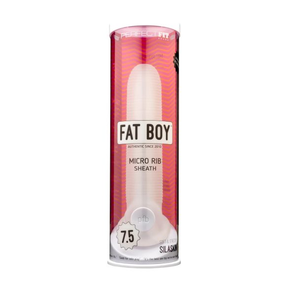 Fat Boy Micro Ribbed - nakładka na penisa (19 cm) - biały
